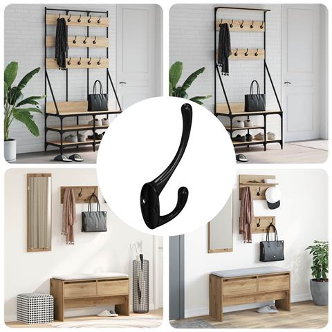 Gancio per vestiti 346 pcs Nero 102 x 29 x 47mm Lega di Zinco - Foto 2
