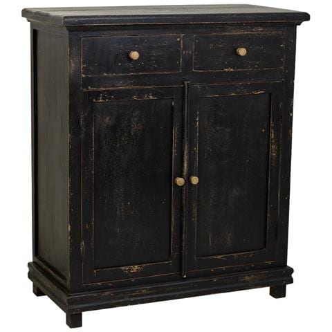 Mobile Da Ingresso In Legno Rifinito Artigianalmente Con 2 Ante E 2 Cassetti Nero 85x40x100 - Foto 1