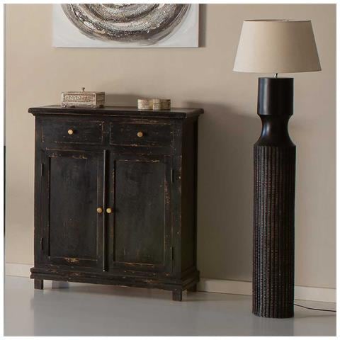 Mobile Da Ingresso In Legno Rifinito Artigianalmente Con 2 Ante E 2 Cassetti Nero 85x40x100 - Foto 2