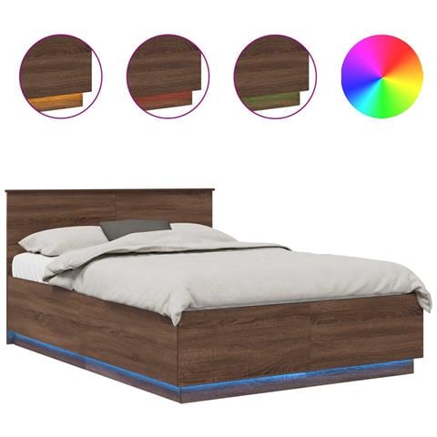 Struttura del letto con testiera Rovere Marrone 150 x 200 cm - Foto 1