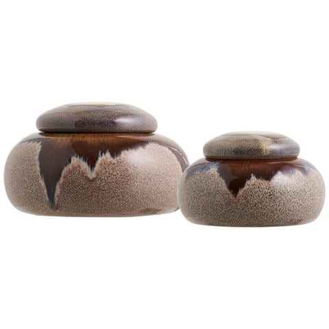 Set 2 Barattoli In Ceramica Marrone Con Coperchio — Misure Assortite - Foto 2