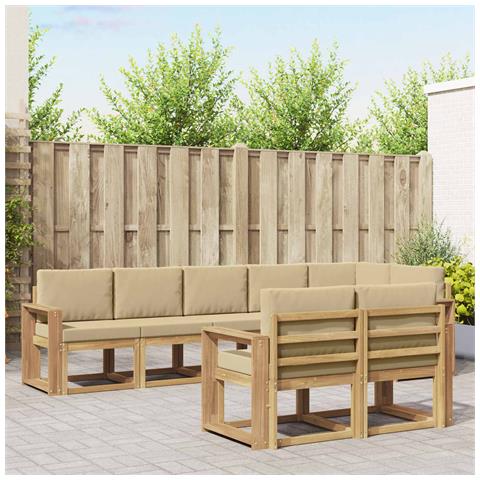 Set di divani da esterno 8 pcs Bianco e Beige Poliestere - Foto 2