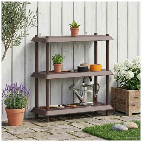 Unità di scaffalatura 3 livelli 100 x 40 x 96 cm PP Marrone - Foto 2