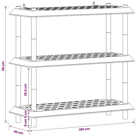 Unità di scaffalatura 3 livelli 100 x 40 x 96 cm PP Marrone - Foto 8