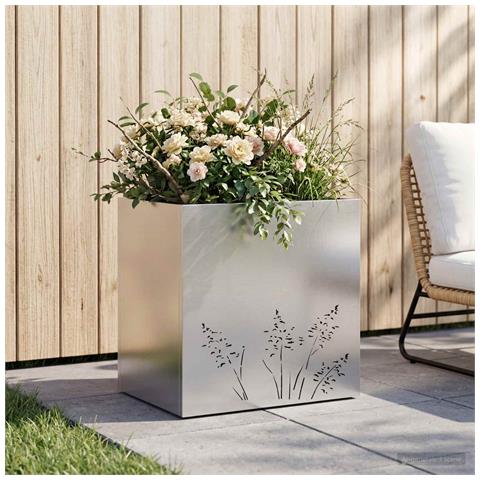 Vaso da giardino Argento 50 x 30 x 49 cm Acciaio zincato - Foto 2