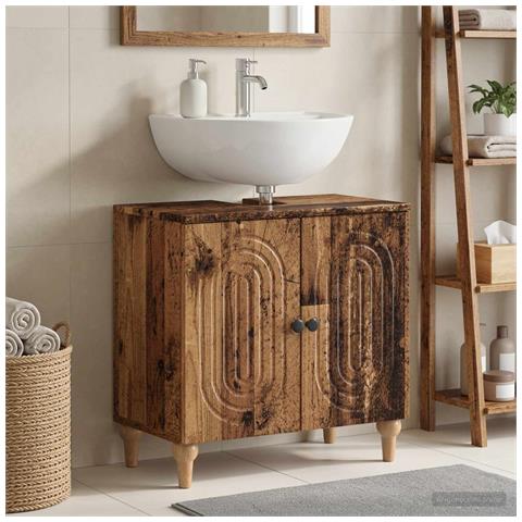 Armadio per Lavabo da Bagno ALKMAAR Legno antico - Foto 2