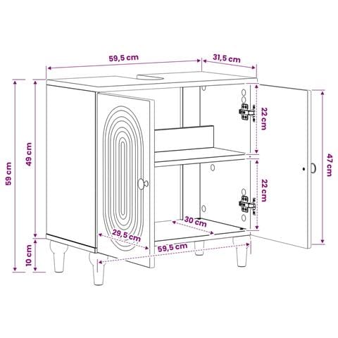 Armadio per Lavabo da Bagno ALKMAAR Legno antico - Foto 9