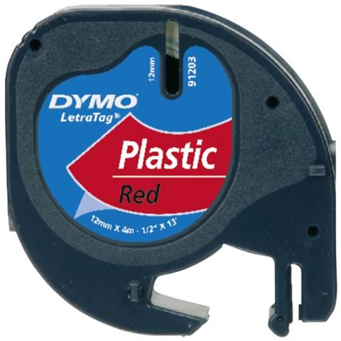 Nastro in Plastica per Etichettatrice Formato 12 mm x 4 m Nero su Rosso - Foto 2