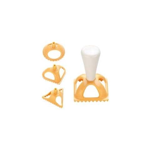 Taglia Pasta Ravioli Biscotti Set 4 Forme Tondo Quadrato Triangolare Cuore - Foto 5