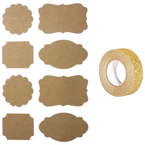 32 Adesivi Kraft Barocco + Washi Tape Dorato 5 M - Foto 2