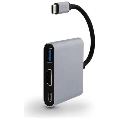 Adattatore USB-C a HDMI 3 in 1 M / F con Ricarica PD Colore Grigio - Foto 2