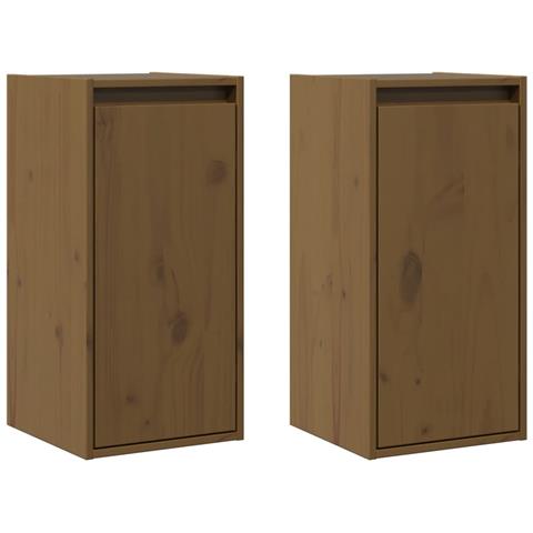 Pensili Marrone Miele 2pz 30x30x60 Cm In Legno Massello Di Pino - Foto 1