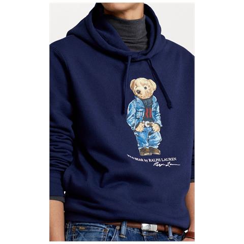 Felpa Ralph Lauren Con Cappuccio Polo Bear Blu Tg S - Foto 2
