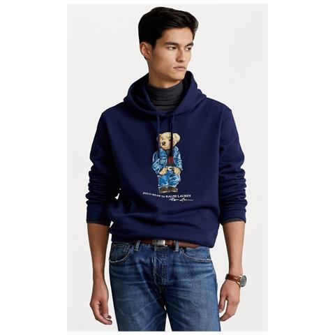 Felpa Ralph Lauren Con Cappuccio Polo Bear Blu Tg S - Foto 4