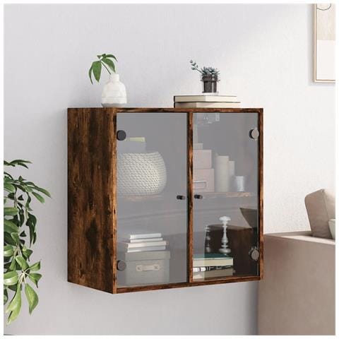 Mobile A Muro Con Ante In Vetro Rovere Fumo 68x37x68,5 Cm - Foto 3