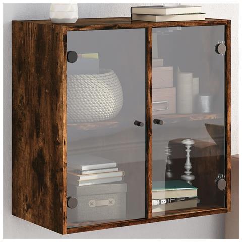 Mobile A Muro Con Ante In Vetro Rovere Fumo 68x37x68,5 Cm - Foto 1