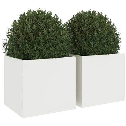 Fioriere 2 pz Bianche 32x30x29 cm in Acciaio - Foto 10