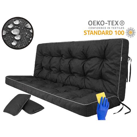 Cuscino Per Altalena Hollywood, Morbido Cuscino Per Seduta, Resistente Cuscino Per Altalena Da Giardino, Cuscino Adatto Per Roulotte, Cuscino Per Panca Con Schienale. Larghezza 100 Cm - Nero - Foto 2