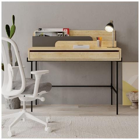 Scrivania Leila Rovere Con Dettagli Antracite Con Cassetto - Foto 1