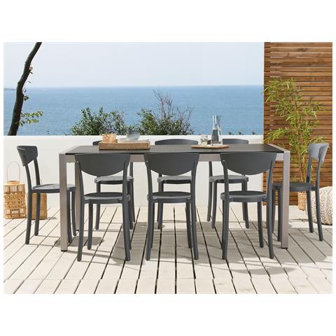 Set Di 8 Sedie Da Pranzo Grigio Scuro Vieste - Foto 1