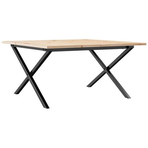 Tavolino Da Salotto Telaio A X 90x90x45cm Massello Pino E Ghisa - Foto 2