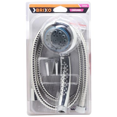 Kit Doccia Completo Con Doccetta A 7 Regolazioni Flessibile E Supporti Cromati Brixo - Foto 1