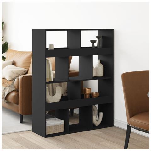 Divisorio Stanza Nero 100x33x125,5 Cm In Truciolato - Foto 1