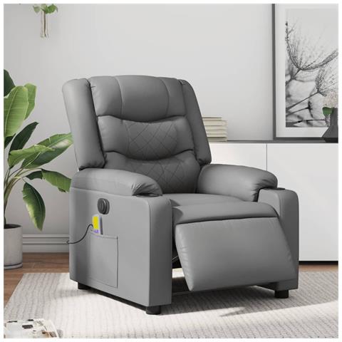 Poltrona Massaggiante Elettrica Reclinabile Grigio Similpelle - Foto 1