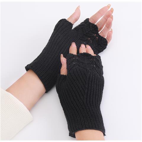 Guanti Corti Lavorati A Maglia A Squame Di Pesce Black - Foto 1