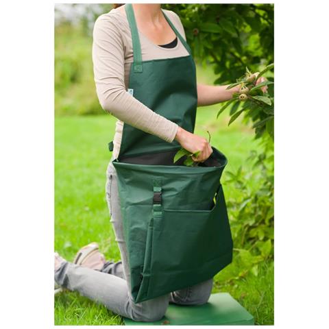Grembiule Da Giardino Con Tasca Pieghevole 130x55 Cm Verde - Foto 3