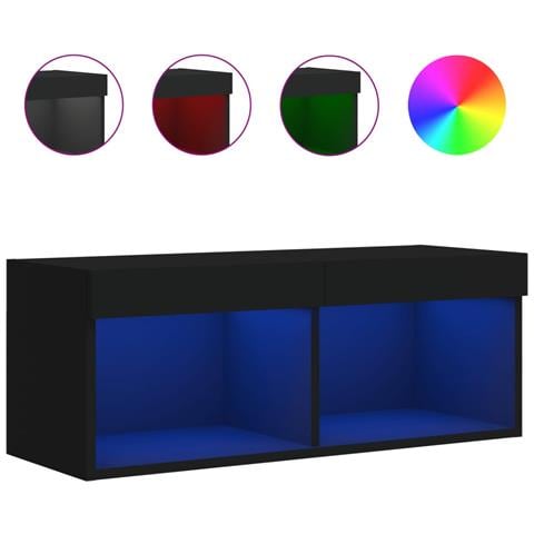 Mobile Porta TV con Luci LED Nero 80x30x30 cm - Foto 1