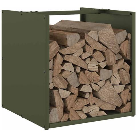 Rastrelliera per Legna da Ardere Verde Oliva 40x40x40 cm - Foto 10