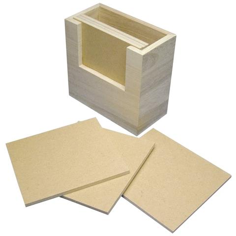 Rayher - Box In Legno Al Naturale Con 6 Sottovasi Da Decorare - 1x11,5x10,5xcm 6x12x6x12cm - Foto 1