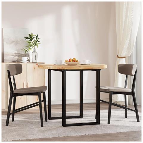 Piano Tavolo Rotondo 90x4 Cm In Legno Massello Di Acacia - Foto 3