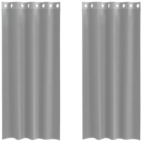 Tende In Voile Con Occhielli 2 Pz Grigio Chiaro 140x225 Cm - Foto 2