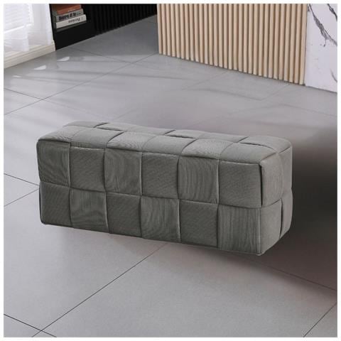 Pouf Den Rettangolare Effetto Intrecciato Colore Grigio - Foto 1