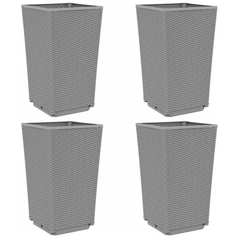 Fioriere Da Giardino 4 Pz Grigio Chiaro 32,5x32,5x57 Cm In Pp - Foto 1