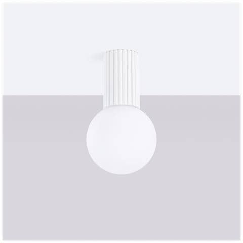 Lampada Da Soffitto Halo Bianca Ip44 Sl. 1708 - Moderno Lampada Da Soffitto Bianco 21x12x12 Cm - Foto 2