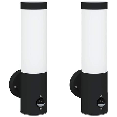 Lampade da esterno  con sensore 2 pezzi Acciaio inossidabile nero IP44 - Foto 1