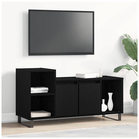 Mobile TV  Nero Rovere 100x35x55 cm Legno ingegnerizzato - Foto 2