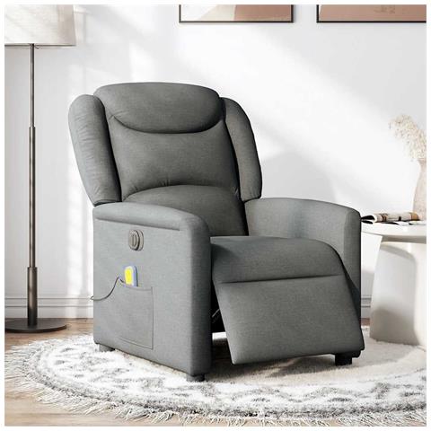 Poltrona Reclinabile Massaggio Elettrica Grigio Scuro Tessuto - Foto 2