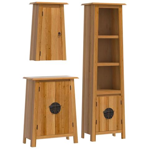 Set Mobili da Bagno 3 pz in Legno Massello di Pino - Foto 1