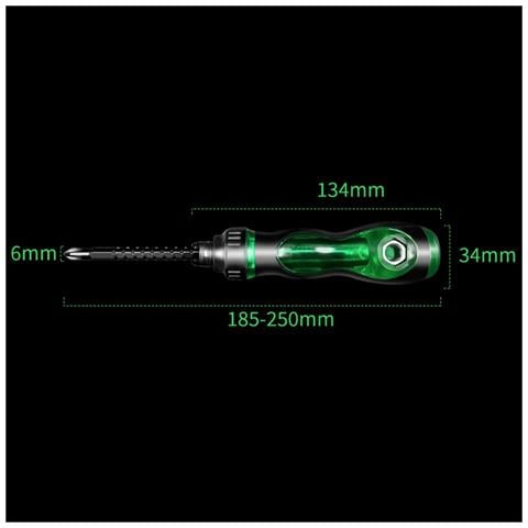 Cacciavite Telescopico A Cricchetto 6x155 - Cacciavite Magnetico Multi-bit Verde - Foto 2