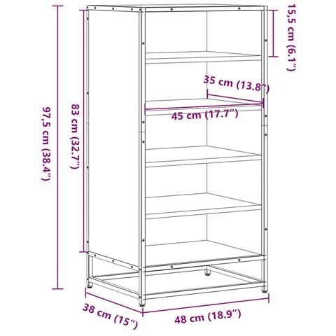 Scarpiera Rovere Sonoma 48x38x97,5 cm in Legno Multistrato - Foto 9