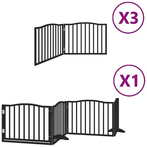 Cancello Cani Porta Pieghevole Nero 10 Pannelli 800 cm Pioppo - Foto 1