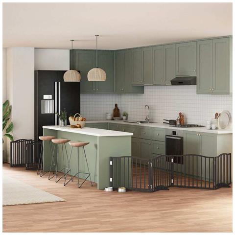 Cancello Cani Porta Pieghevole Nero 10 Pannelli 800 cm Pioppo - Foto 2