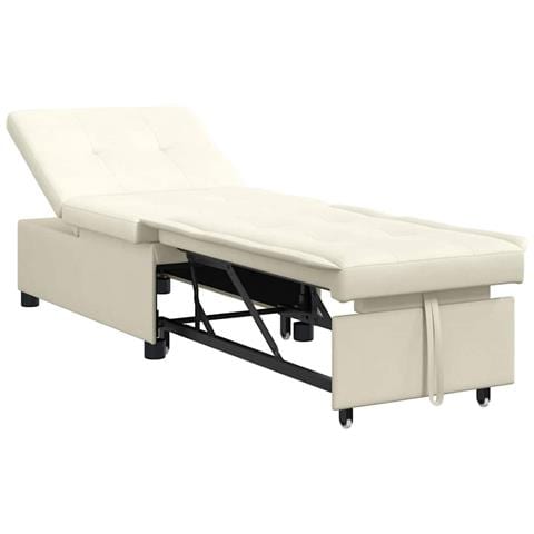 Divano Letto Crema 67 x 194 x 38 cm Velluto - Foto 1