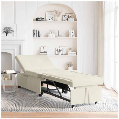 Divano Letto Crema 67 x 194 x 38 cm Velluto - Foto 2