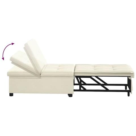 Divano Letto Crema 67 x 194 x 38 cm Velluto - Foto 9