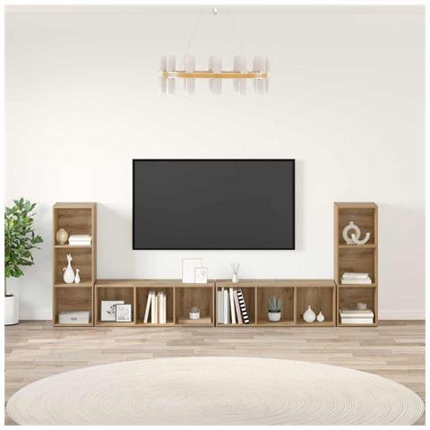 Set mobile TV 4 pz Rovere artigianale Legno ingegnerizzato - Foto 2